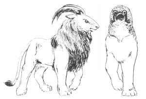 The criosphinx (left) and heiracosphinx (right), two lesser-known species of Egyptian sphinxes.